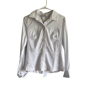 Bailey 44 Spell On You Back Lace Up Long Sleeve Button Up Blouse White Medium